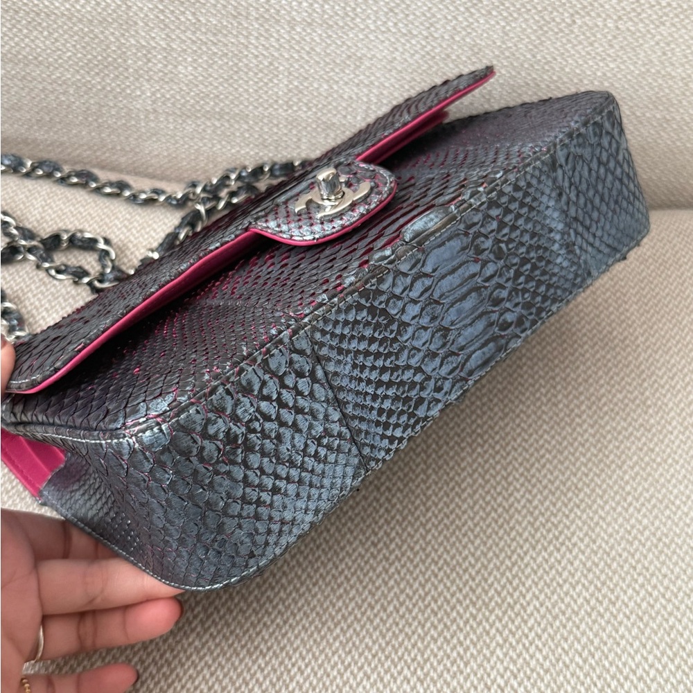 CHANEL Iridescent Blue Multicolor Python Classic … - image 3